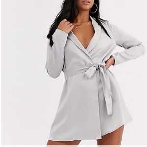 Petite Satin Tux Mini Dress